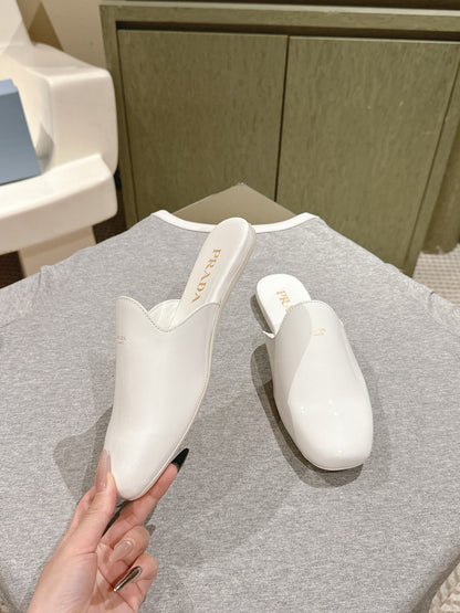 PRA 2026S Flats Mule White Patent Leather 657683