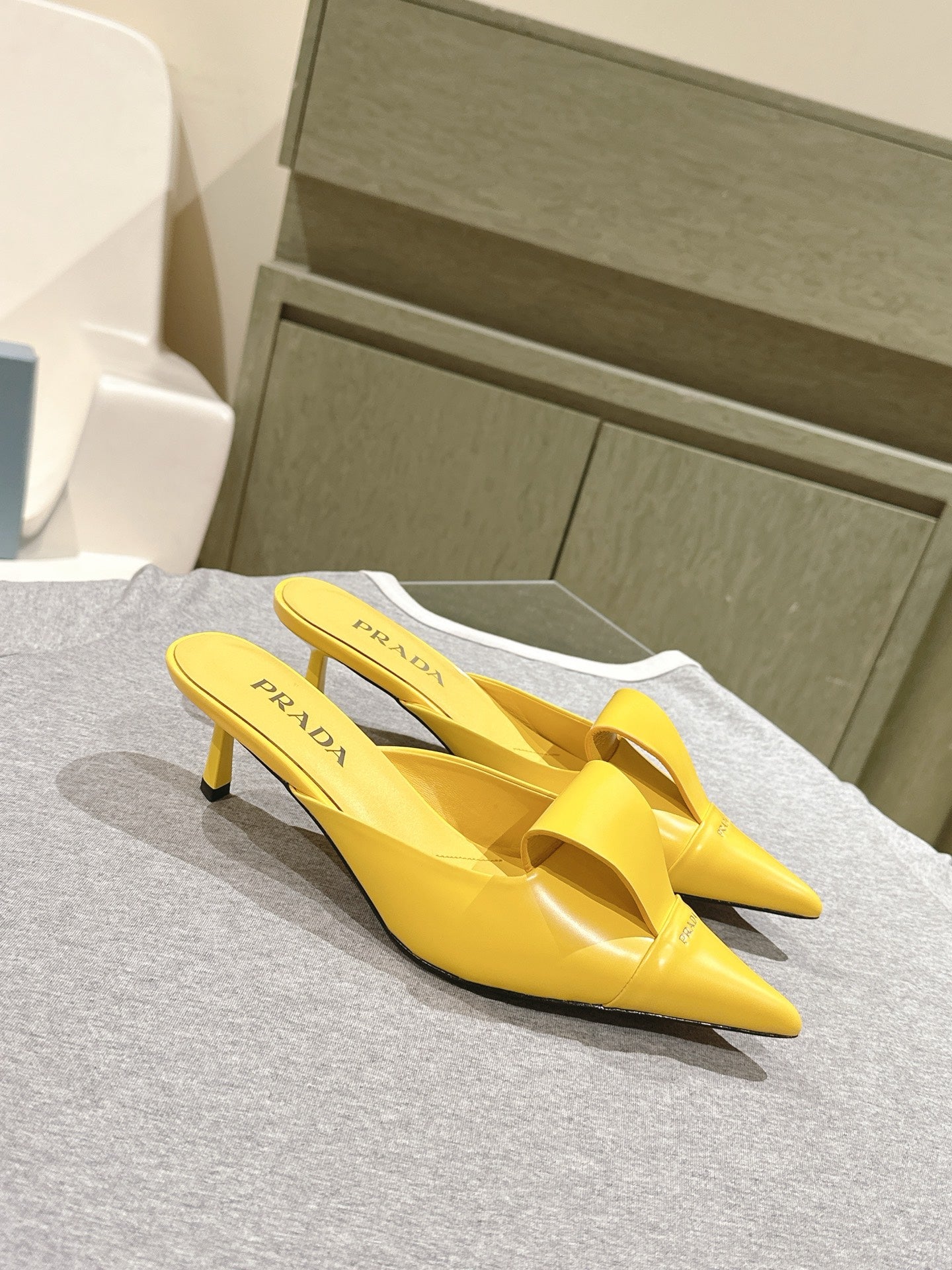 PRA 2026S High Heel Mule 65 Yellow Sheepskin 657673