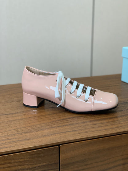 PRA 26S Chunky Heeled 40 Nude Pink Patent Leather 606371