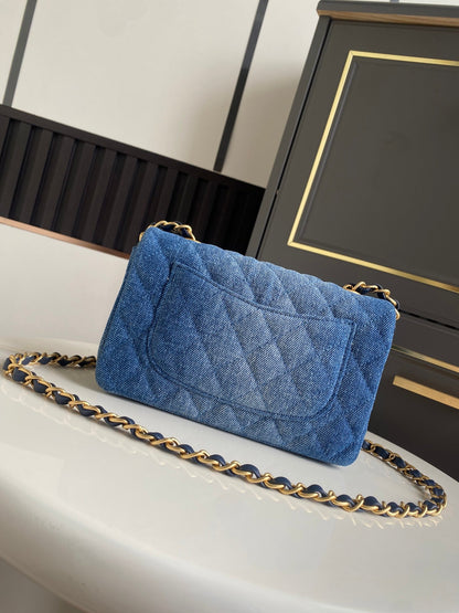 Chanel 2026 Denim Washed Flap Bag Blue Cotton Leather
