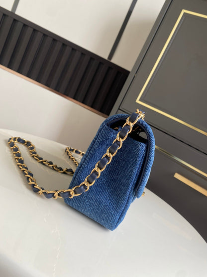 Chanel 2026 Denim Washed Flap Bag Blue Cotton Leather