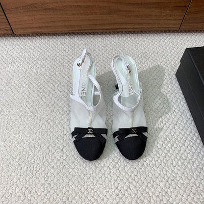 Chanel 2026 Slingback Heels 85mm Mesh Grosgrain 792620