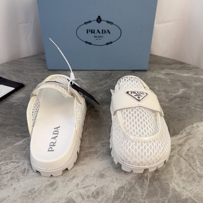 Prada 2026 Platform Mules 20mm Raffia Leather 789429