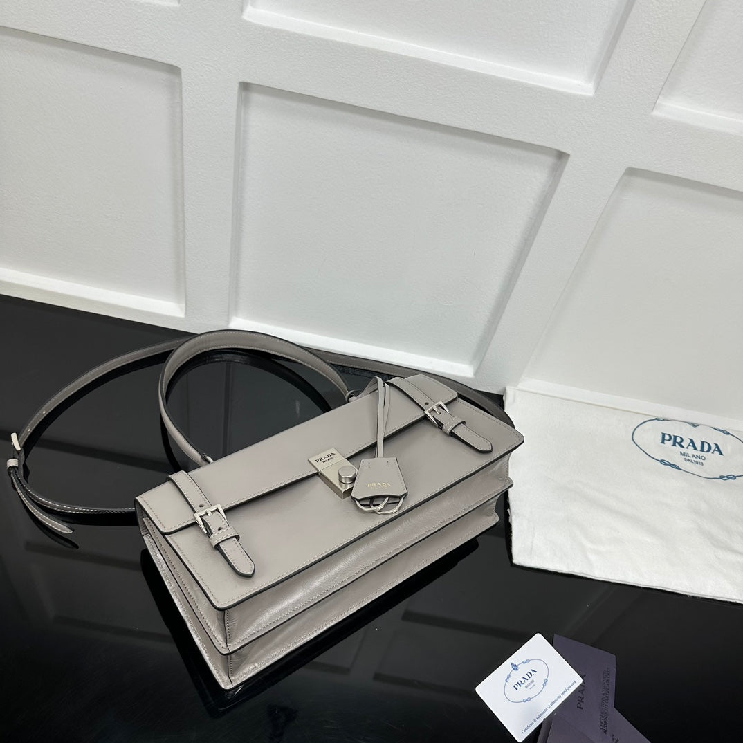 Prada 2026 Medium Shoulder Bag 32cm Patent Calfskin
