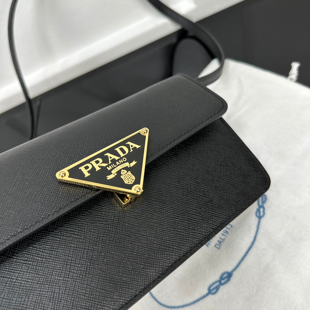 Prada 2026 Embleme Shoulder Bag 24.5cm Calfskin