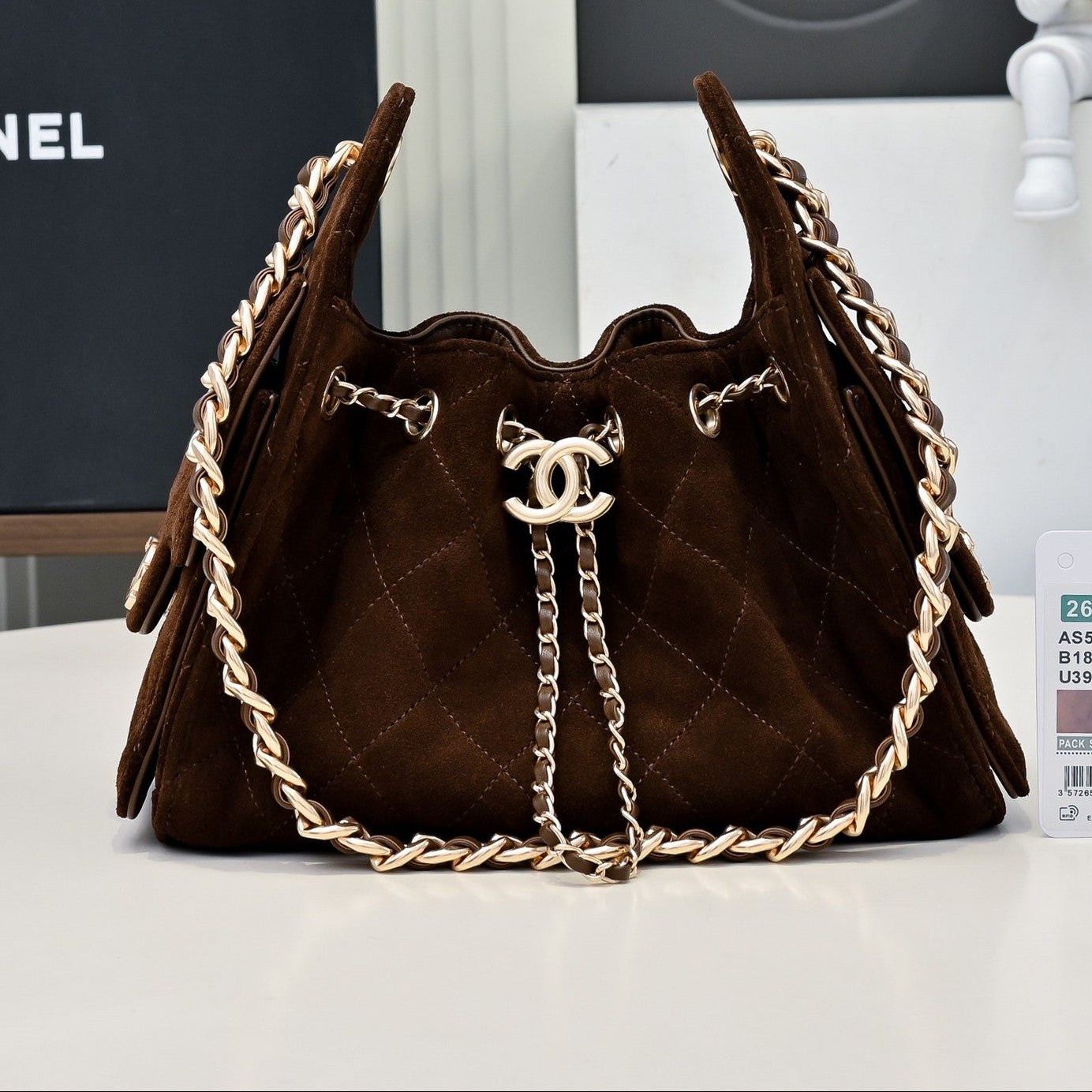 Chanel 2026 Hobo Bag 22cm Brown Suede 140689