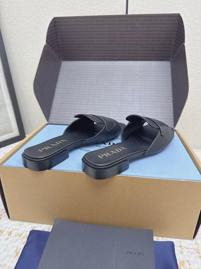 Prada 2026 Square Toe Slippers Italian Leather 731000