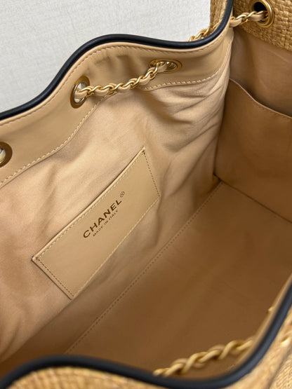 Chanel 2026 Hobo Bag 22cm Apricot Woven Leather