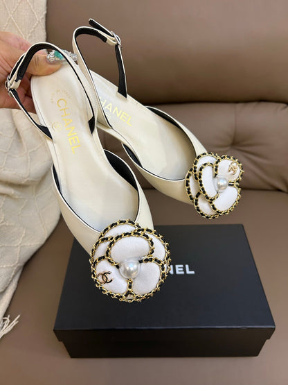 Chanel 2026 Slingback Ballets Flats Camellia Flower Ornament Sheepskin 779282