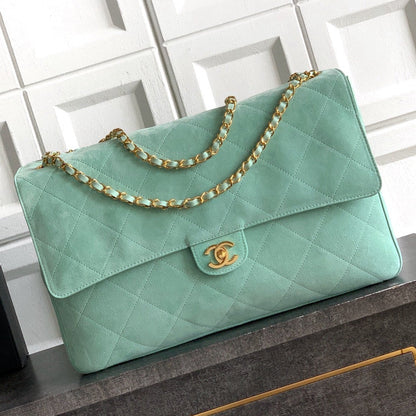 Chanel 2026 Flap Bag Mint Green Suede Leather