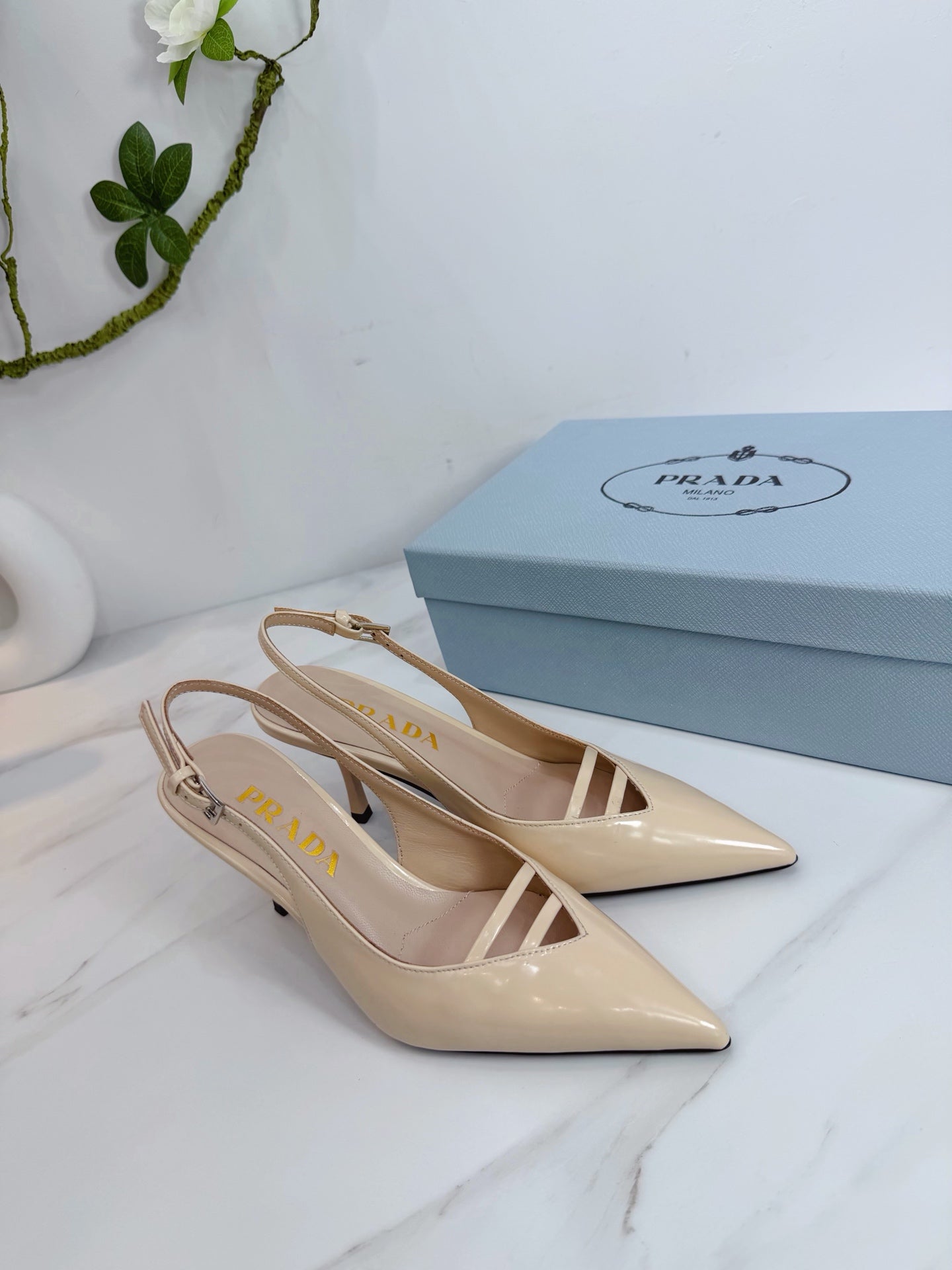 PRA 26SS Slingback 75 Beige Patent Leather 592340