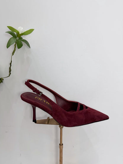 PRA 26SS Slingback 75 Burgundy Suede 592344