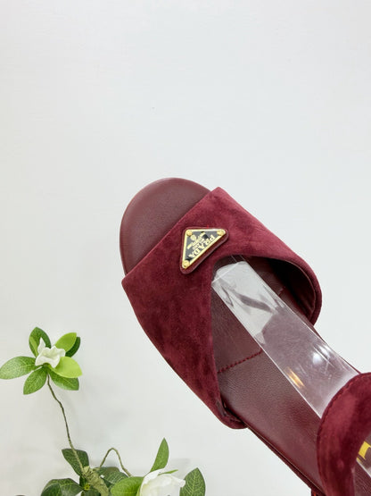 PRA 26SS Platform Sandals 75 Burgundy Suede Sheepskin 592388