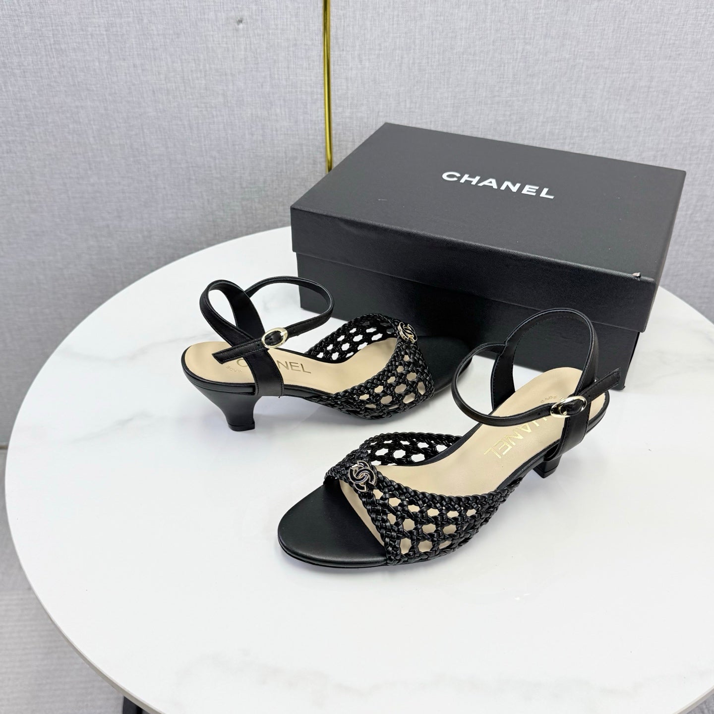 Chanel 2026 Slingback Sandals 40mm Woven Sheepskin 801631