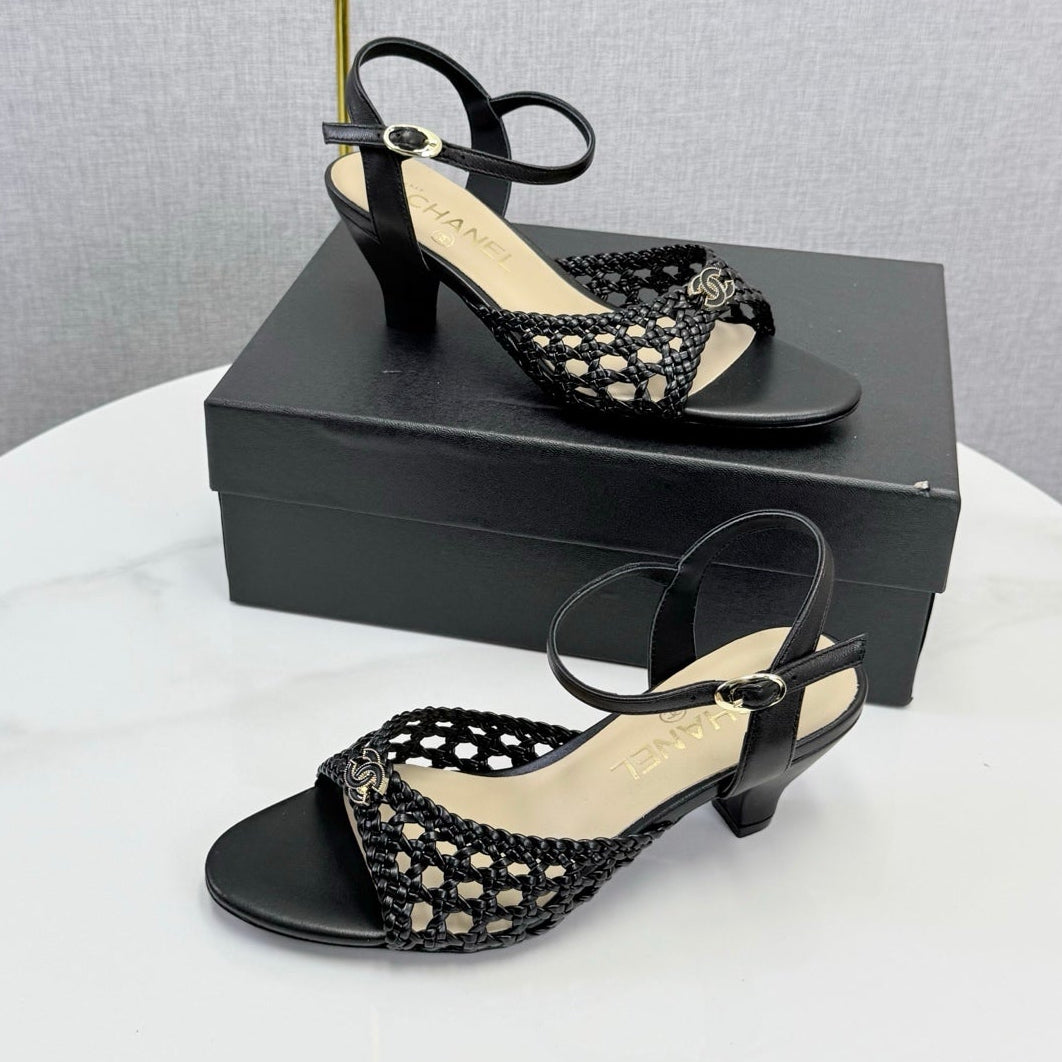 Chanel 2026 Slingback Sandals 40mm Woven Sheepskin 801631