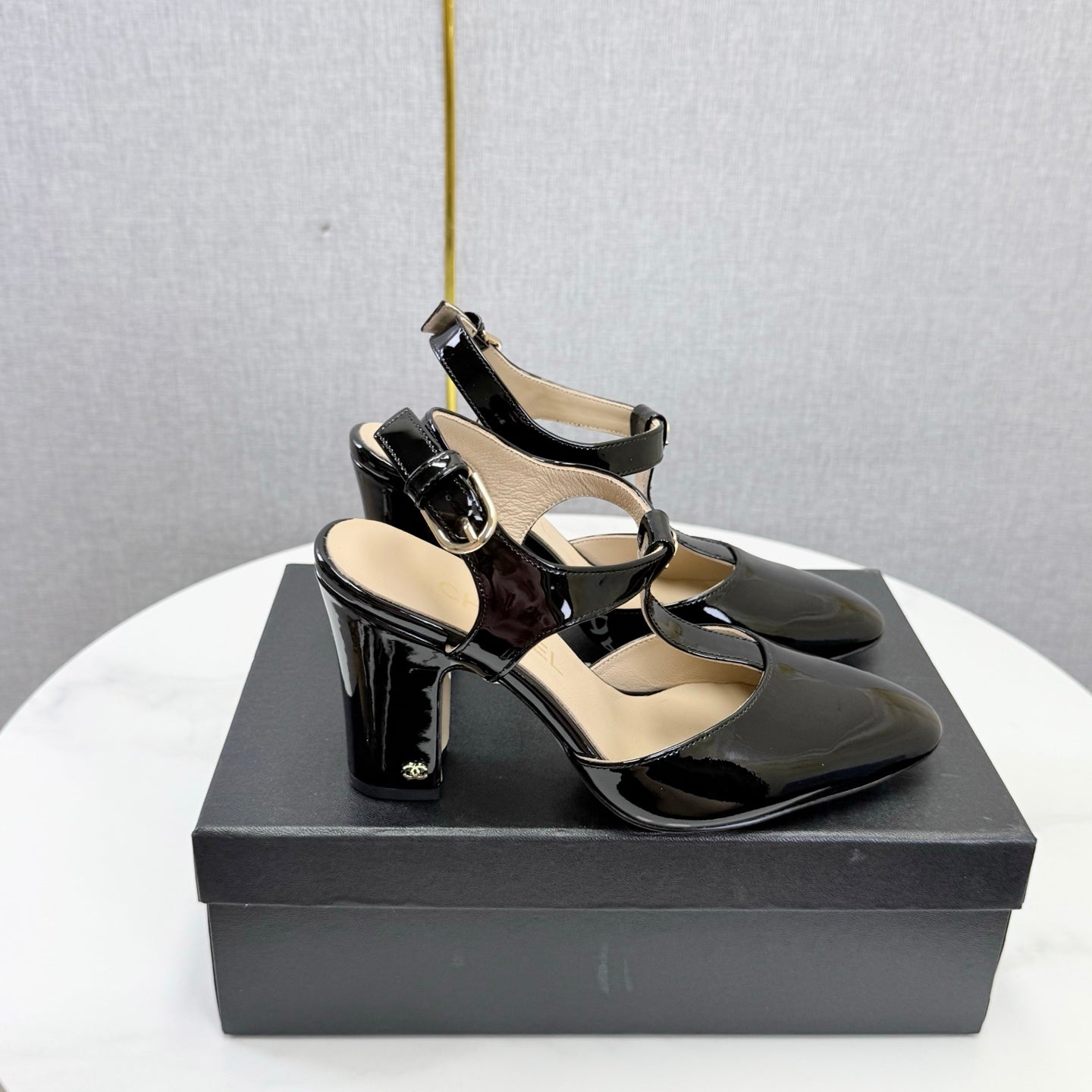 Chanel 2026 T-strap Slingback 90mm Patent Leather 904405