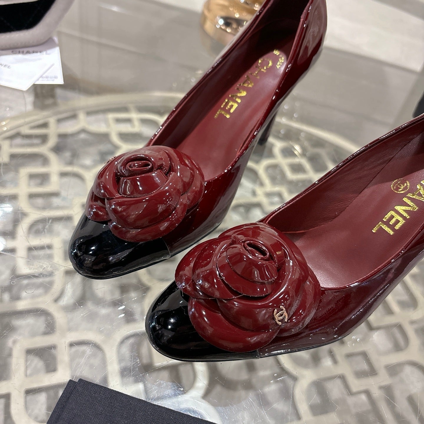 CC 26s High Heels Pump 85 Burgundy Black Patent Leather 627004