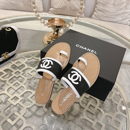 Chanel 2026 Newest Double C Slippers Leather Sheepskin 834459