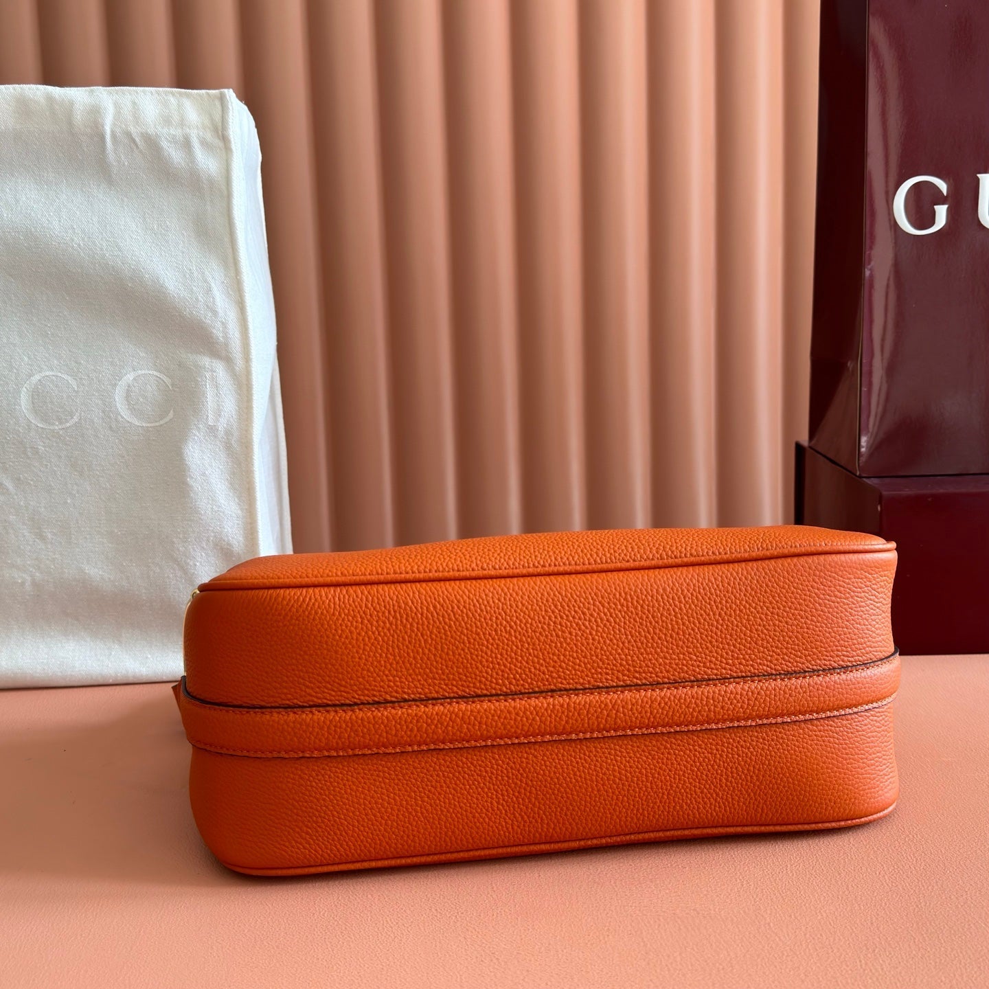 Gucci 2026 Half Horsebit Bag 31.5cm Orange Cowhide 277263