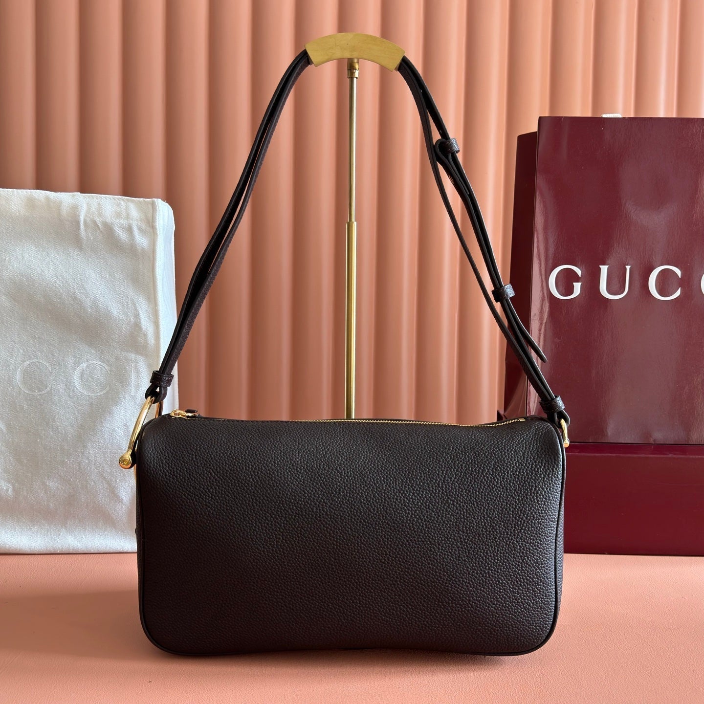 Gucci 2026 Half Horsebit Bag 31.5cm Brown Chocolate Cowhide 277449