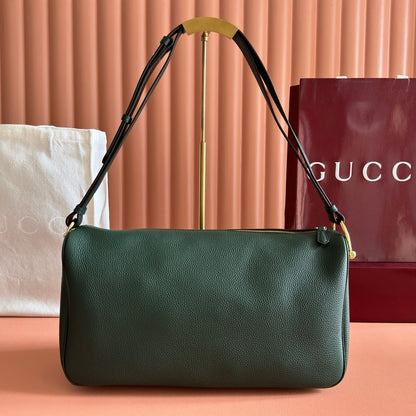 Gucci 2026 Half Horsebit Bag 31.5cm Green Cowhide 277268