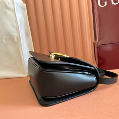 Gucci 2026 Siena Bag 25.5cm Black Gold Leather 277145