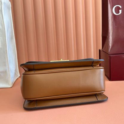 Gucci 2026 Siena Bag 25.5cm Brown Gold Leather 277149