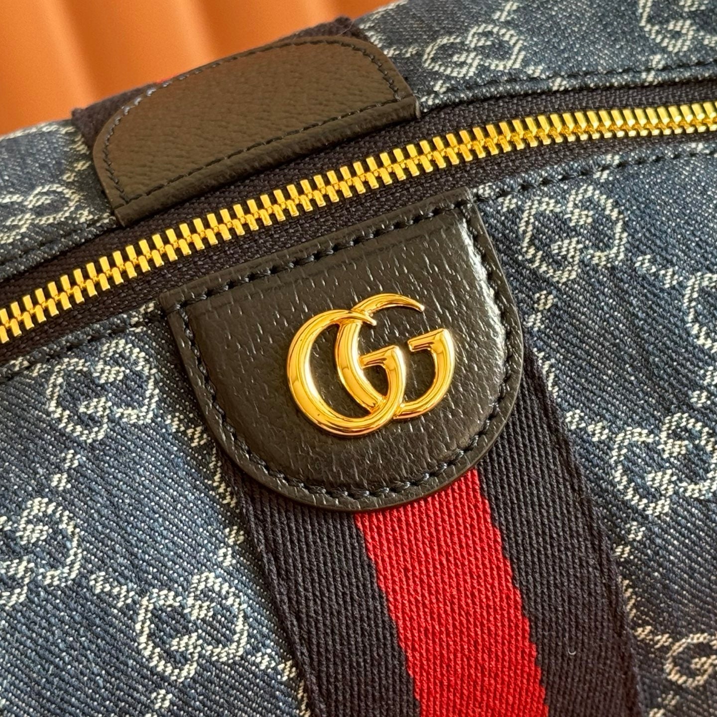 Gucci 2026 Vanity GG-Canvas Top Handle Bag 27.5cm Blue Denim Leather 277185
