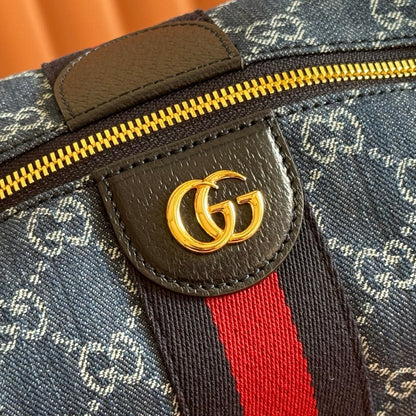 Gucci 2026 Vanity GG-Canvas Top Handle Bag 27.5cm Blue Denim Leather 277185