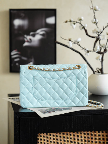 Chanel 2026 Red Flower Flap Bag 25.5cm Blue Lambskin 367103
