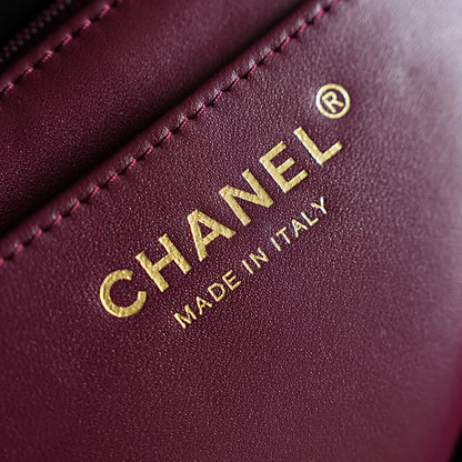 Chanel 2026 Red Flower Flap Bag 25.5cm Black Lambskin