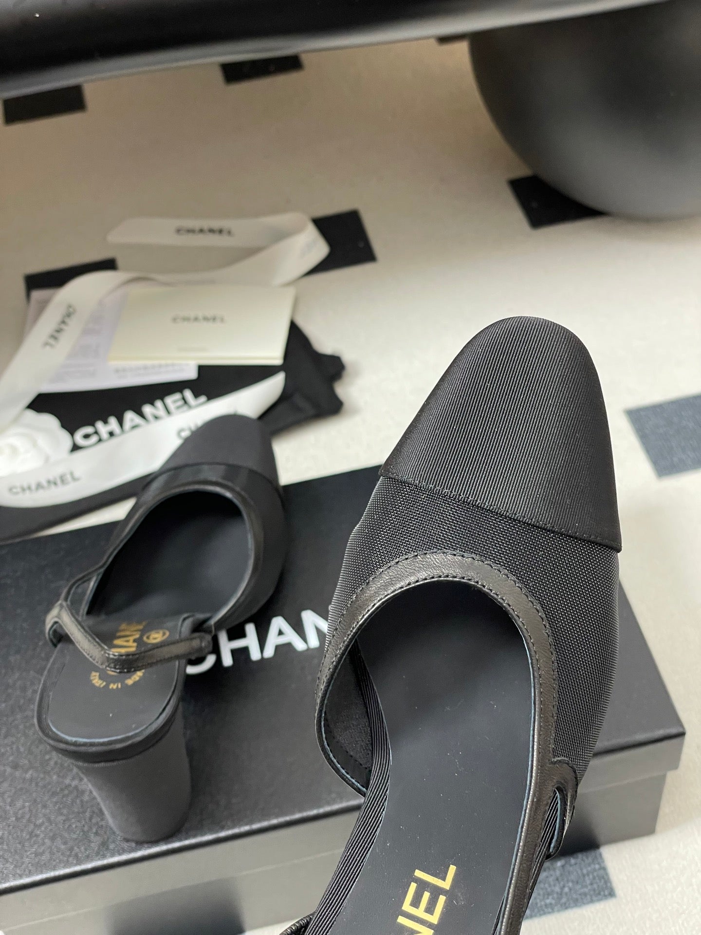 CC 26s Slingback 95mm Mesh Fabric Sheepskin