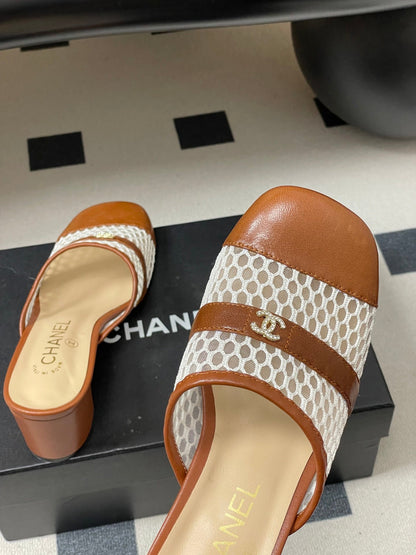CC 26s High-Heeled Mules 65 Camel Brown Cowhide 649463