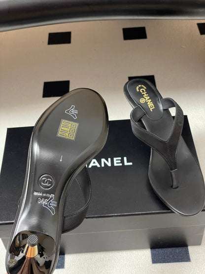 Chanel 2026 High-Heeled Flip-Flops Leather Sheepskin 834697