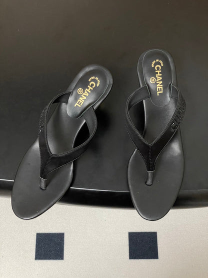 Chanel 2026 High-Heeled Flip-Flops Leather Sheepskin 834697