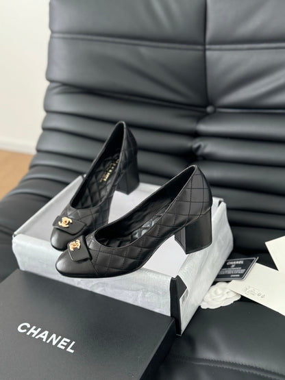 Chanel High Heel Pump 70mm Black Quilted Leather 825283