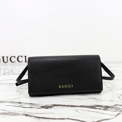 Gucci 2026 Wallet with Strap 19cm Black Calfskin