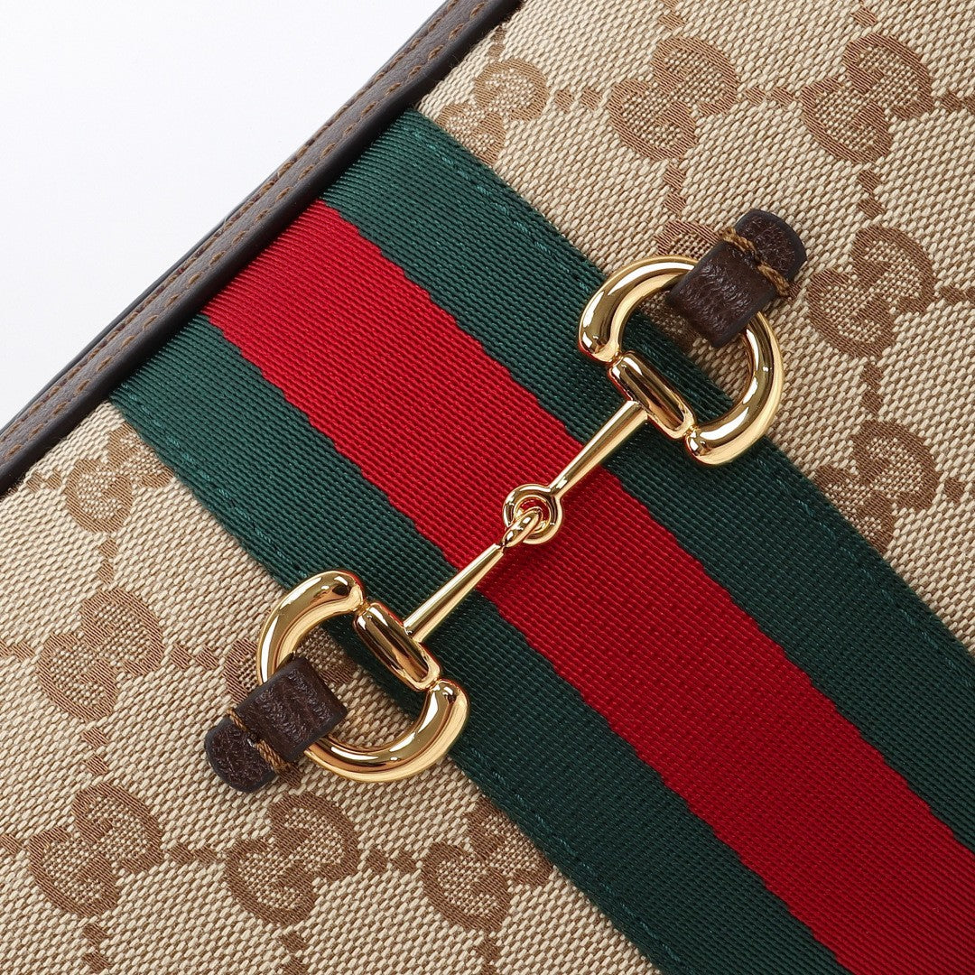 Gucci 2026 Horsebit Web Camera Bag 22cm Sand mix Brown Canvas Leather