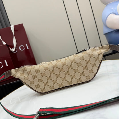 Gucci 2026 Flatpack Belt Bag 20cm Sand mix Brown Canvas Leather