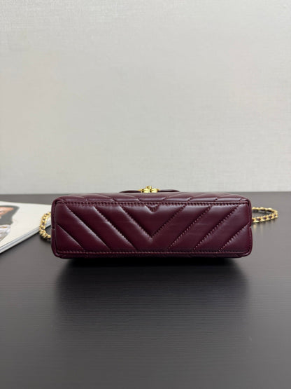 Chanel 2026 Kelly Bag 19cm Burgundy Lambskin