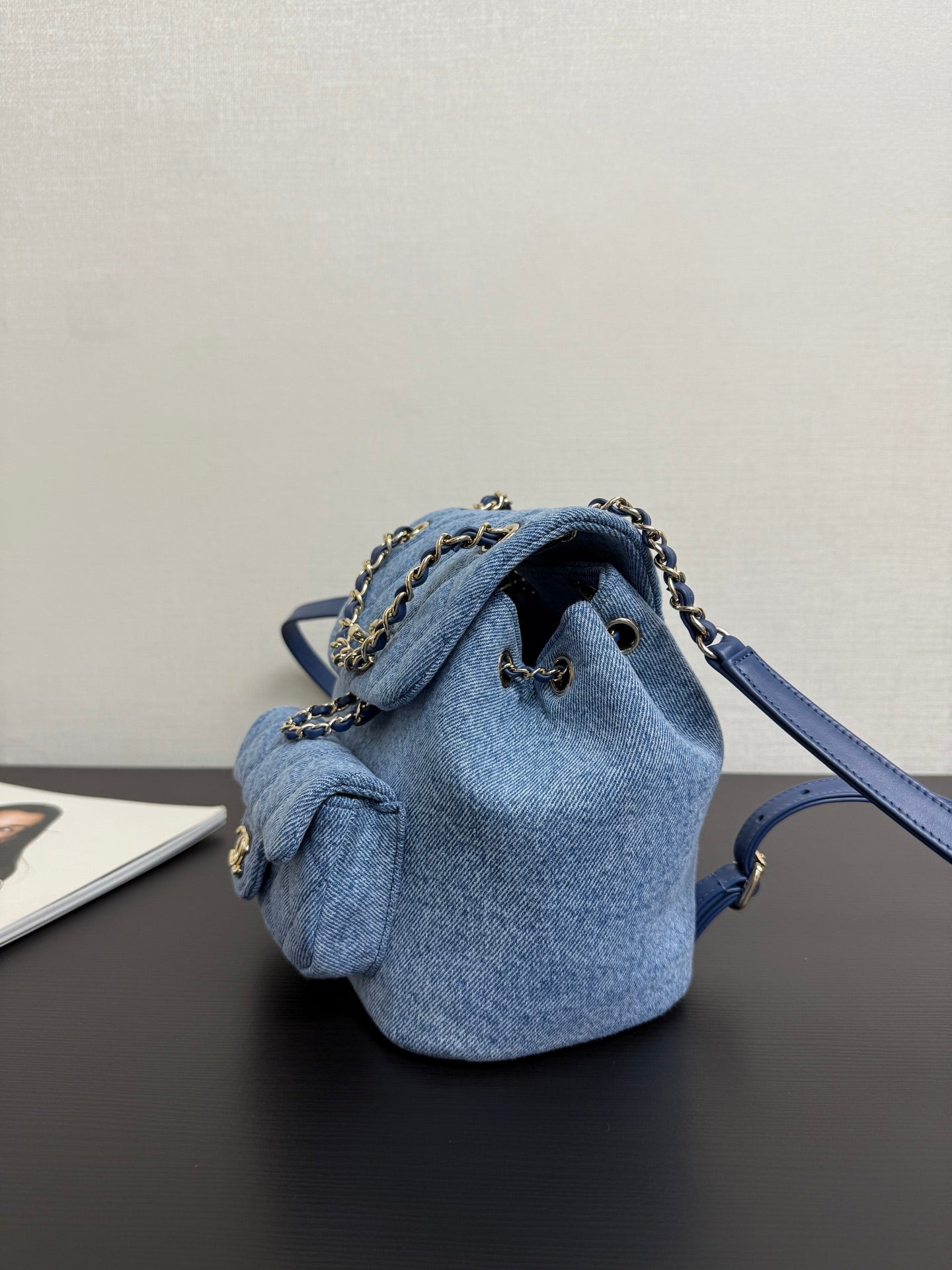 Chanel 2026 Backpack 18cm Blue Denim Leather