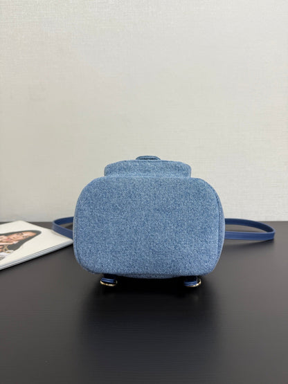 Chanel 2026 Backpack 18cm Blue Denim Leather