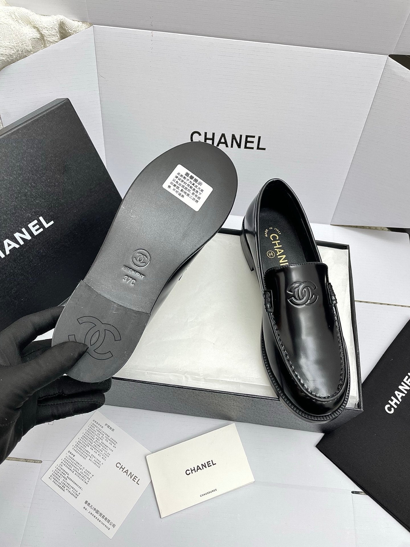 CC 26s Double C Loafers Black Calfskin 645307