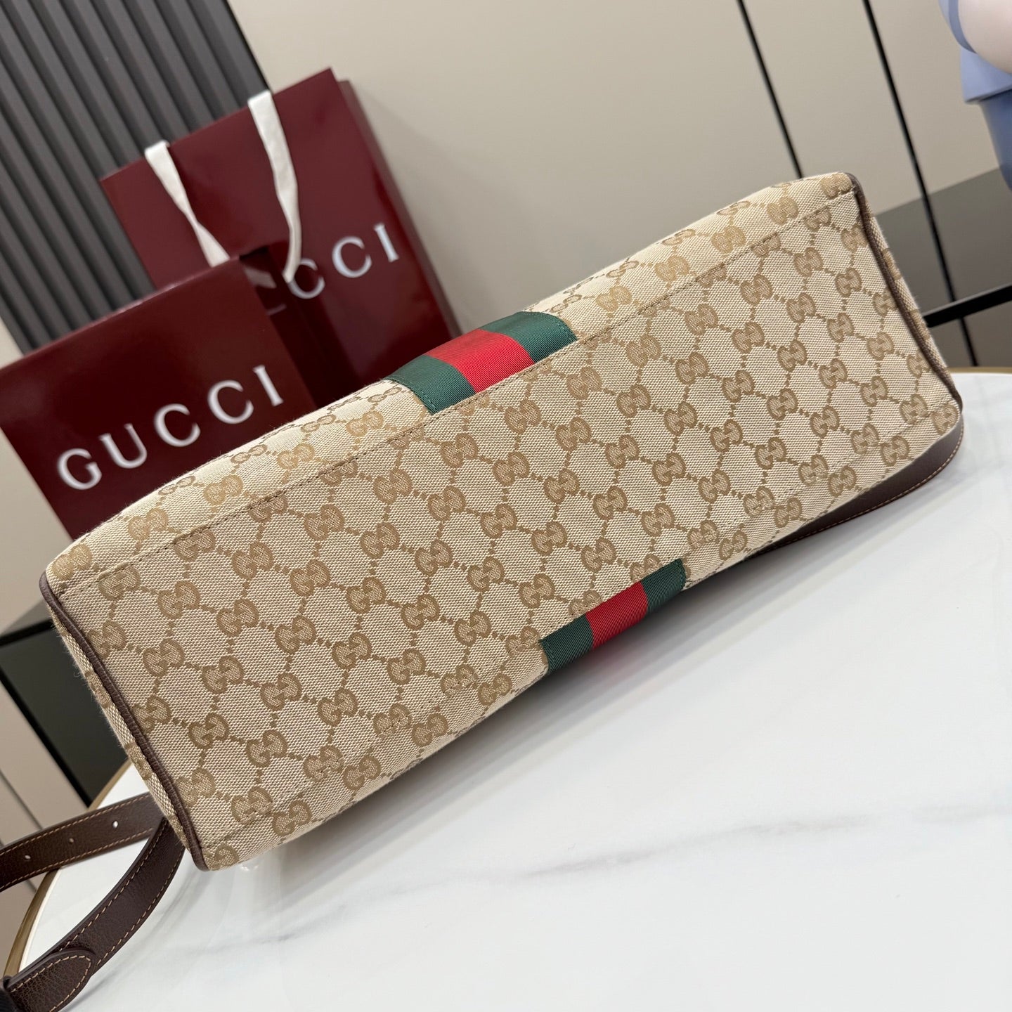 Gucci 2026 Borsetto Boston Bag Beige Brown Canvas Leather