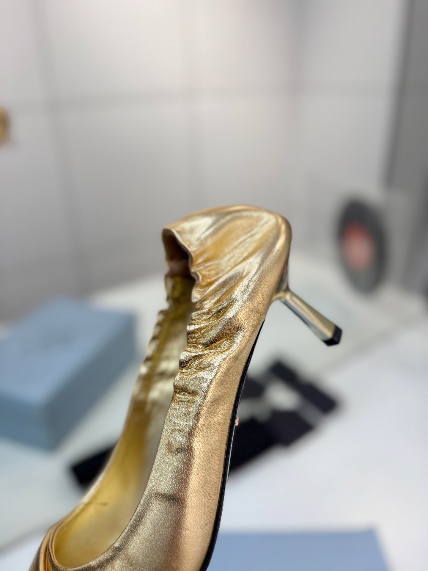 PRA 26S Pointed Toe High Heels 55 Metallic Gold Cowhide 627131