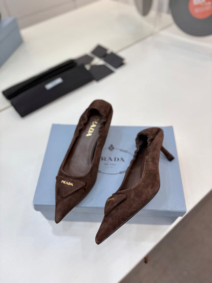 PRA 26S Pointed Toe High Heels 55 Dark Brown Suede 627134