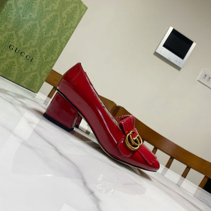 GG 26SS Chunky Heel Pump 50 Red Patent Leather 640556