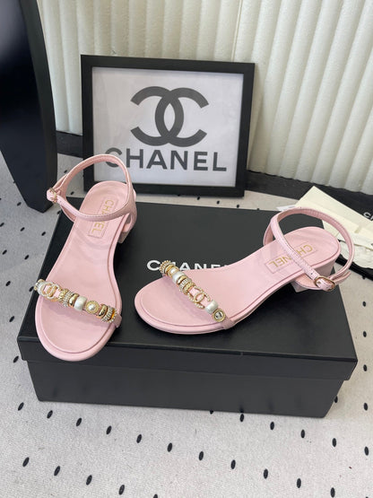 CC 26s Sandals 35 Light Pink Sheepskin Pearls 650101