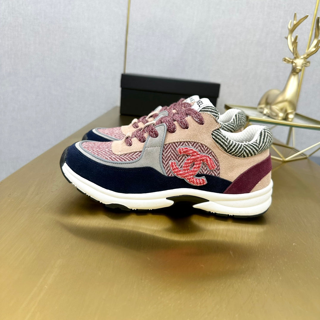 CC 2026 Casual Sneakers Navy Blue Red Suede Canvas 668051