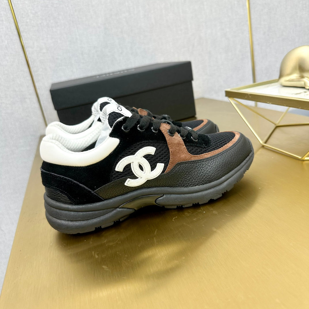 CC 2026 Casual Sneakers Black Brown Suede Cowhide 668066